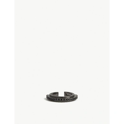 Astrid & Miyu Fitzgerald Circle Ear Cuff In Black Stone