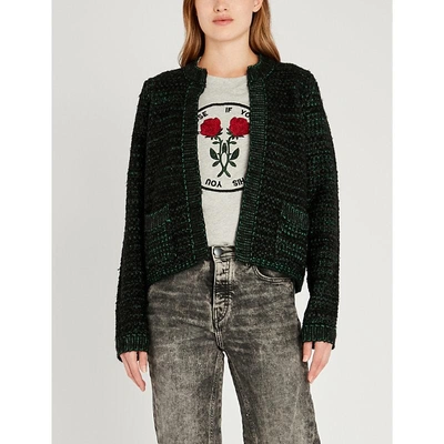 Sandro Patch Pocket Knitted Cardigan In Black