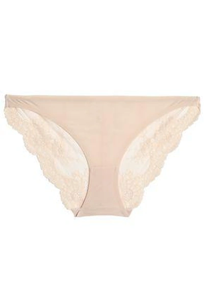 Stella Mccartney Lily Blushing Stretch-jersey And Lace Low-rise Briefs In Pastel Pink