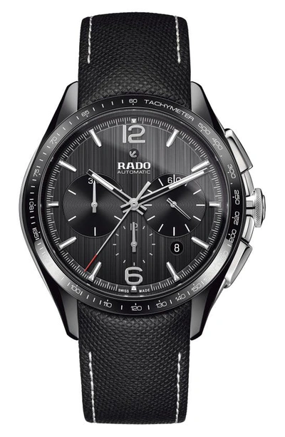 Rado Hyperchrome Automatic Chronograph Textile Strap Watch, 45mm In Black