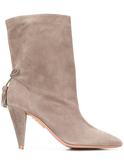 Aquazzura X Claudia Schiffer Ankle Boots In Grey