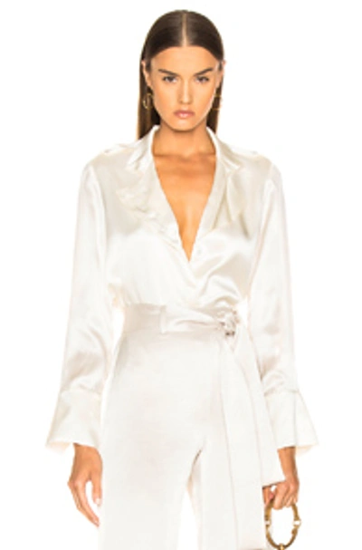 Alexis Aleson Silk Button-front Top In Ivory