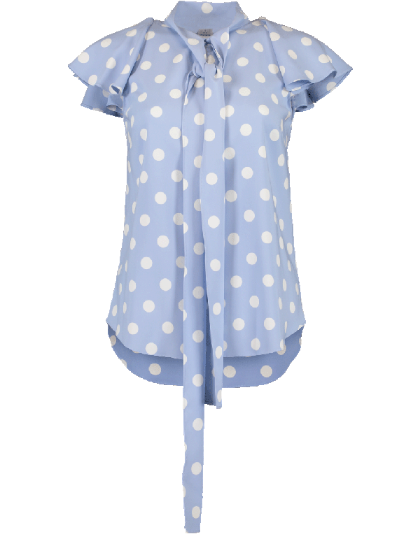 light blue polka dot blouse