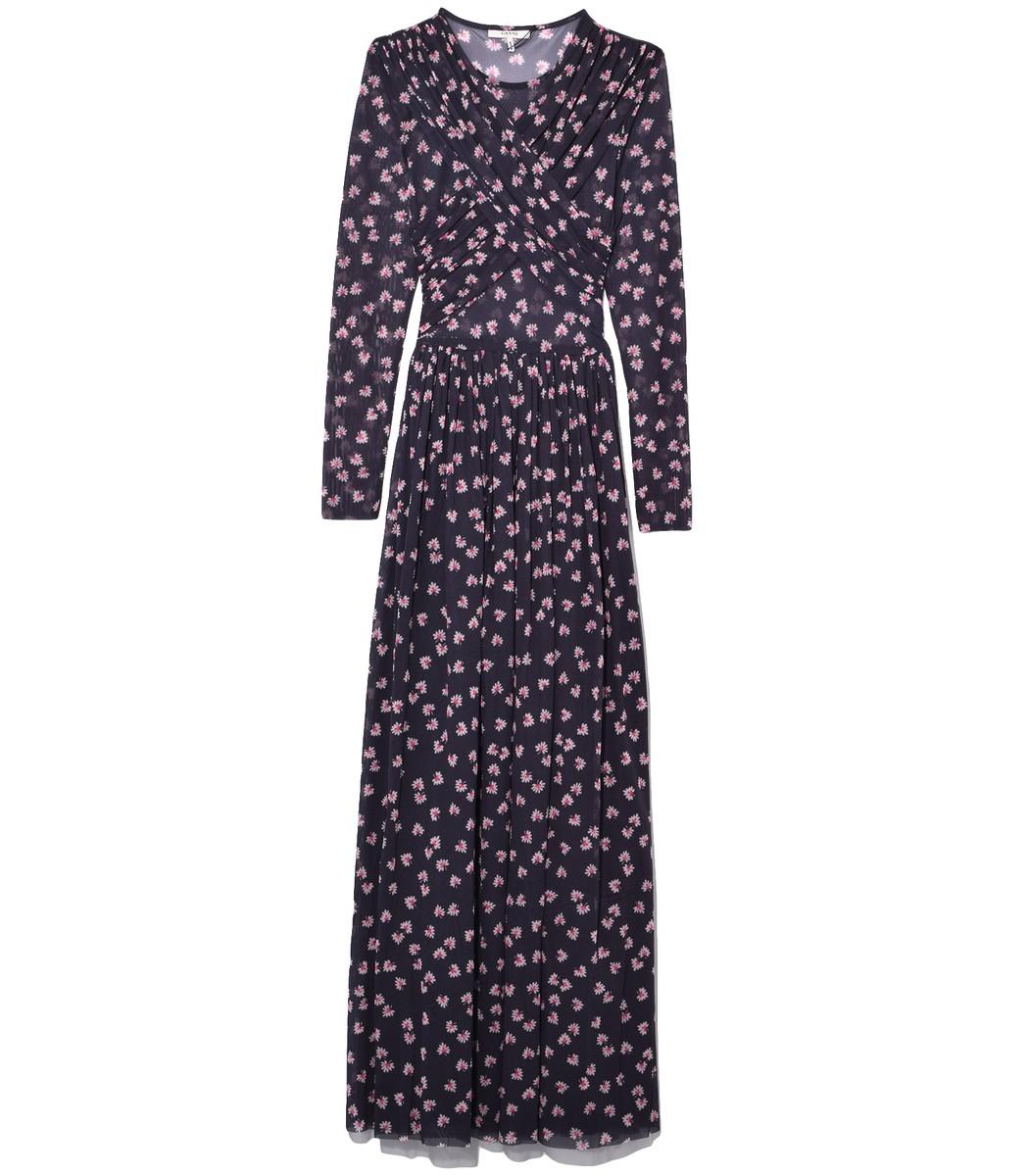 ganni tilden mesh wrap dress