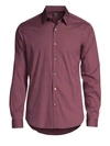 Theory Sylvain Wealth Button-down Shirt In Burgundy
