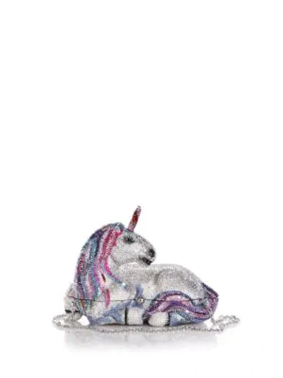 Judith Leiber Unicorn Crystal Clutch In Silver Multi