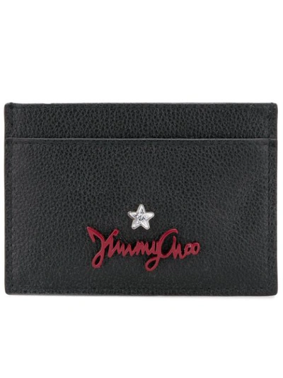 Jimmy Choo Aries Black Grainy Calf Leather Card Holder