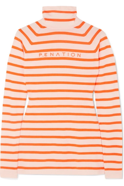 P.e Nation + Woolmark Second Stroke Striped Intarsia Wool-blend Sweater In Orange