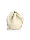 The Row Leather Drawstring Pouch In Eggshell