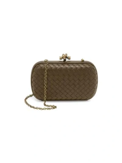 Bottega Veneta Chain Knot Leather Clutch In Brown