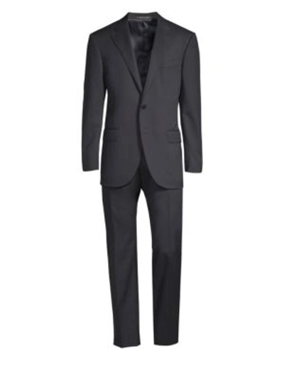 Corneliani Regular-fit Solid Woven Wool Suit In Dark Grey