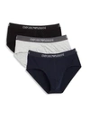 Emporio Armani Pure Cotton 3-pack Briefs In Black Navy Grey Melange