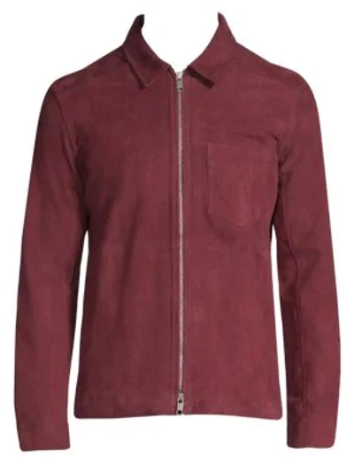 J. Lindeberg Jonah Zip Suede Jacket In Carbarnet