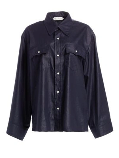 Tre By Natalie Ratabesi The Manson Linen Button-down Top In Navy