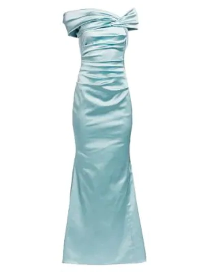 Talbot Runhof Duchesse Stretch Satin One-shoulder Column Gown In Royal Blue
