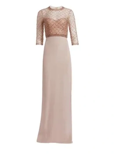 Ahluwalia Juul Embellished Column Gown In Stardust