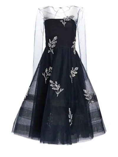 Ahluwalia Candille Sequined Tulle Dress In Midnight