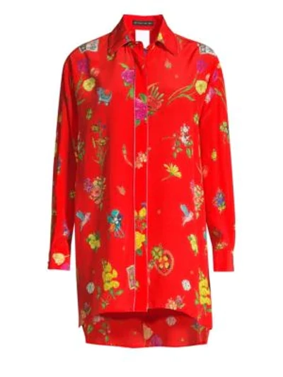 Etro Lucky Charm Printed Button-front Blouse In Red