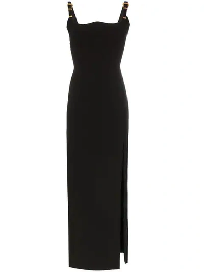 Versace Sleeveless Low Back Silk Dress In A1008 Black
