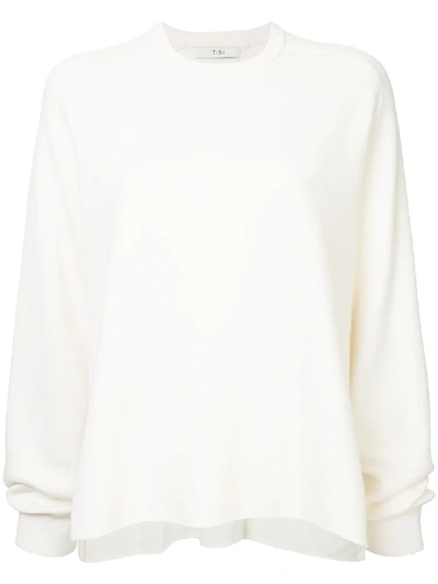 Tibi Merino Wool Pullover Sweater In Ivory