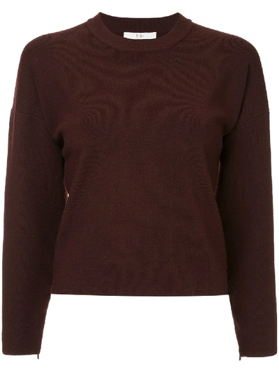 Tibi Merino Wool Cropped Pullover Sweater In Dark Currant