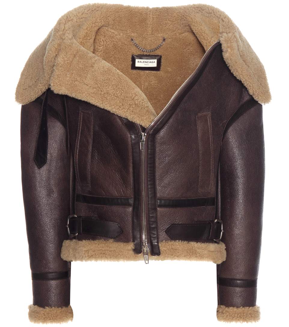 Balenciaga Shearling-lined Leather Jacket In Salle | ModeSens