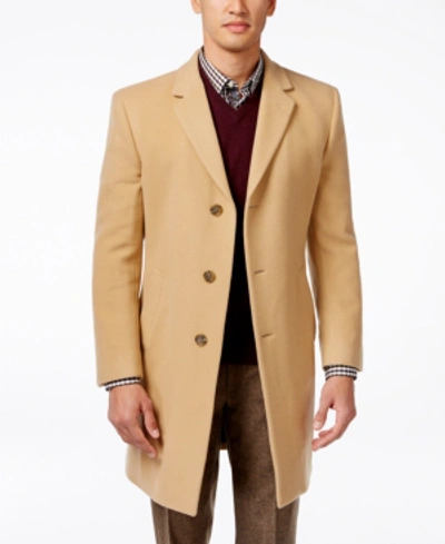 Tommy Hilfiger Men's Addison Wool-blend Trim Fit Overcoat In Camel