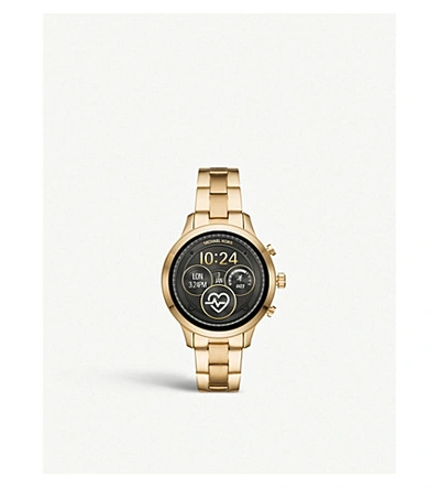 Michael Kors Runway Goldtone Stainless Steel Touchscreen Bracelet Smart Watch In Black/gold