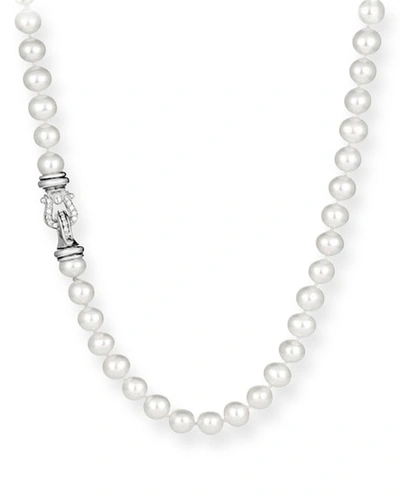 David Yurman Women's Sterling Silver & White Cultured Freshwater Pearl Necklace With Diamonds/18"