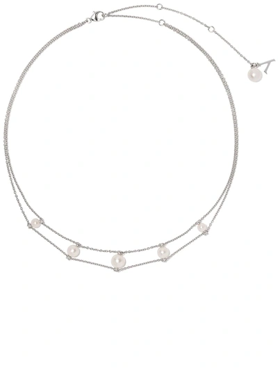 Yoko London Women's 18k White Gold, Pearl & Diamond Station Necklace