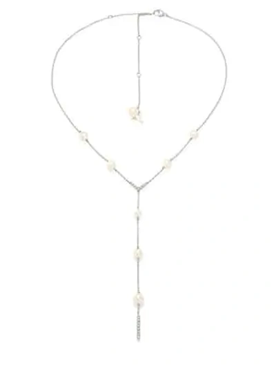 Yoko London Women's 18k White Gold, Pearl & Diamond Lariat Necklace