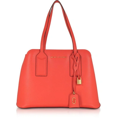 Marc Jacobs The Editor Leather Tote In Geranium/gold