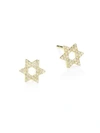 Meira T 14k Yellow Gold & Diamond Star Of David Stud Earrings
