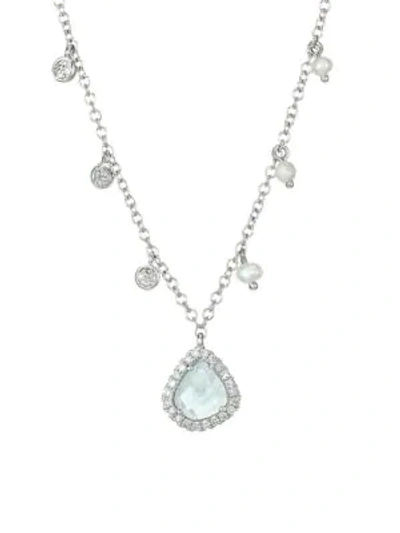 Meira T 14k White Gold & Milky Aqua Diamond Pendant Necklace