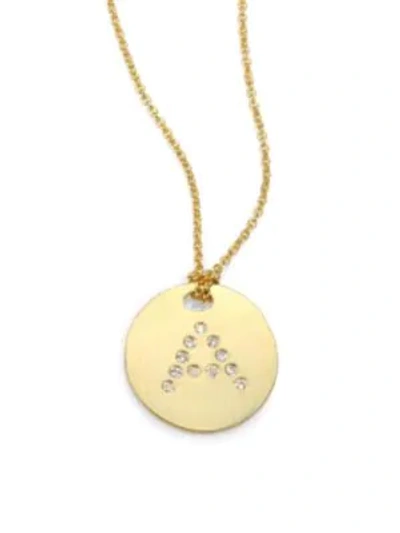 Roberto Coin Tiny Treasures Diamond & 18k Yellow Gold Initial Pendant Necklace In Initial A