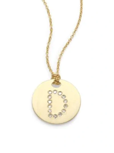 Roberto Coin Tiny Treasures Diamond & 18k Yellow Gold Initial Pendant Necklace In Initial D