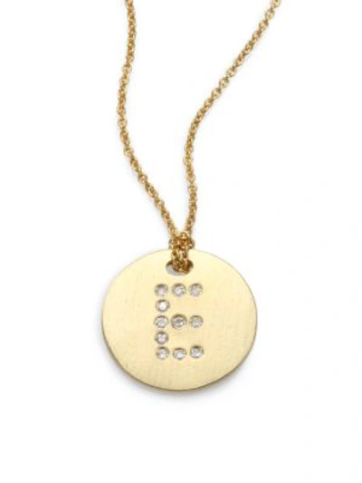 Roberto Coin Tiny Treasures Diamond & 18k Yellow Gold Initial Pendant Necklace In Initial E