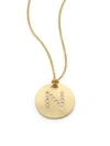 Roberto Coin Tiny Treasures Diamond & 18k Yellow Gold Initial Pendant Necklace In Initial N