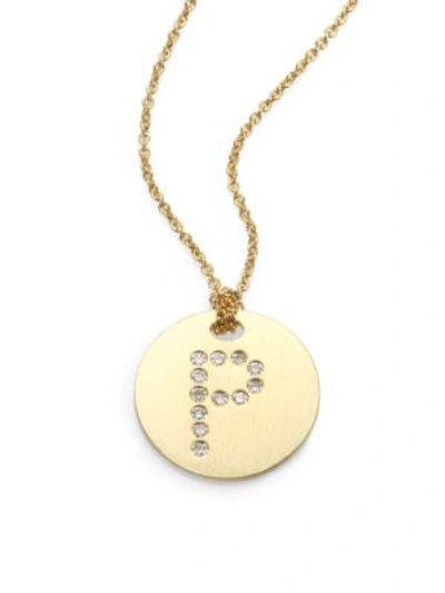 Roberto Coin Tiny Treasures Diamond & 18k Yellow Gold Initial Pendant Necklace