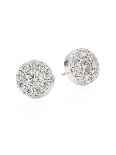 Hearts On Fire Diamond & 18k White Gold Button Stud Earrings