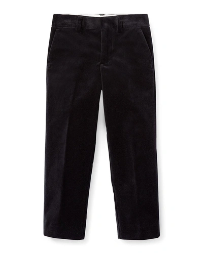 Ralph Lauren Newport Velvet Straight-leg Pants In Black