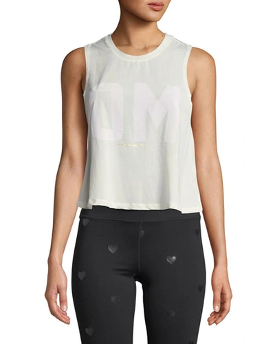 Spiritual Gangster Om Cropped Activewear Tank In White