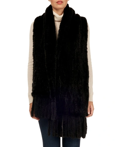 Gorski S-cut Mink Fur Stole W/ Fringe Trim In Black