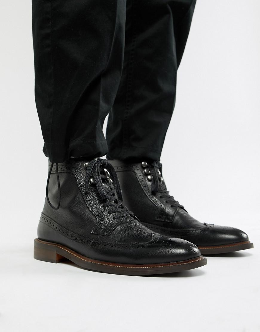black lace up brogue boots