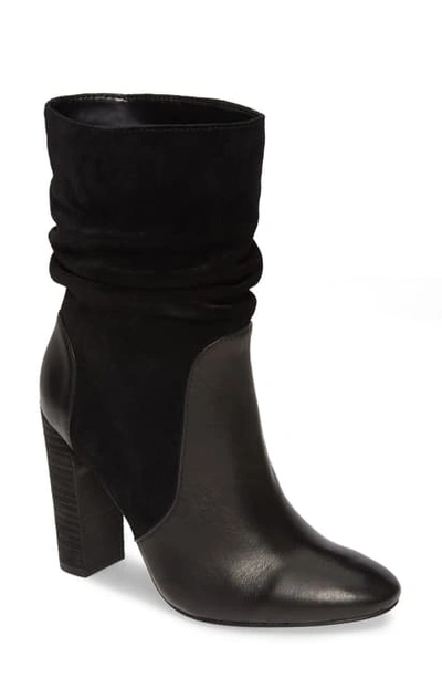 Charles David Women's Round Toe Leather & Suede High-heel Booties In Black Leather/ Suede