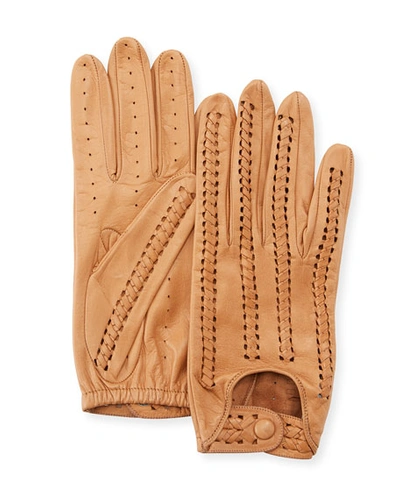 Portolano Woven Napa Leather Driving Gloves In Black