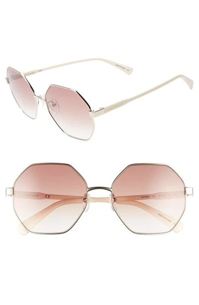 Longchamp Le Pliage 57mm Gradient Octagonal Sunglasses In Gold