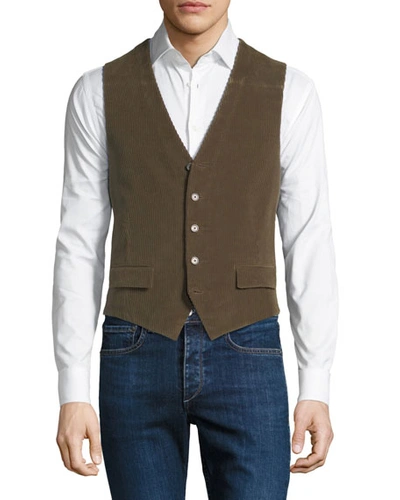 Stefano Ricci Men's Corduroy Button-front Waistcoat Vest In Brown