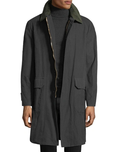 Stefano Ricci Men's Waxed Cotton Parka Coat With Leather Trim In Green