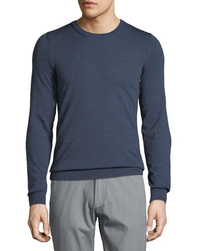 Hugo Boss Men's Heathered Wool Crewneck Sweater In Blue